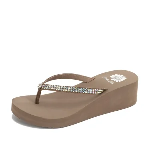 Women Yellow Box Flip Flops>Custard Wedge Sandal