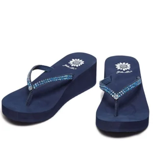 Women Yellow Box Flip Flops>Custard Wedge Sandal