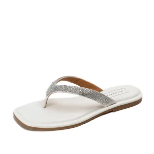 Women Yellow Box Flip Flops>Della Rhinestone Sandal