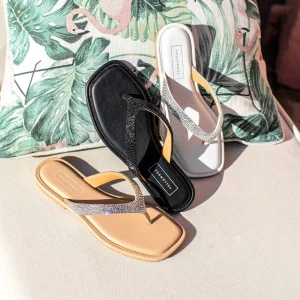 Women Yellow Box Sandals>Della Rhinestone Sandal