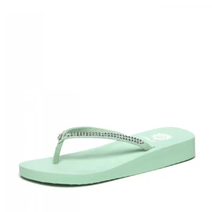 Women Yellow Box Flip Flops>Jello Rhinestone Sandal