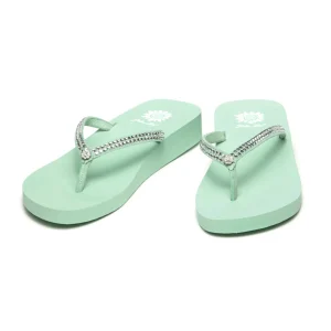 Women Yellow Box Flip Flops>Jello Rhinestone Sandal