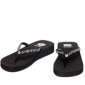 Women Yellow Box Flip Flops>Jello Rhinestone Sandal