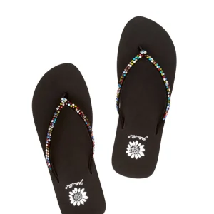 Women Yellow Box Flip Flops>Jello Rhinestone Sandal