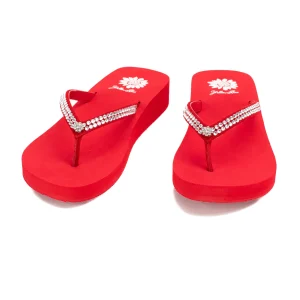 Women Yellow Box Flip Flops>Jello Rhinestone Sandal
