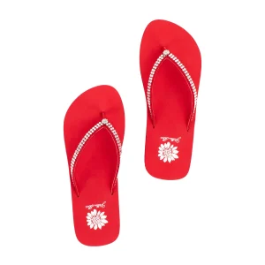 Women Yellow Box Flip Flops>Jello Rhinestone Sandal