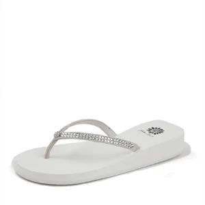 Women Yellow Box Flip Flops>Jello Rhinestone Sandal