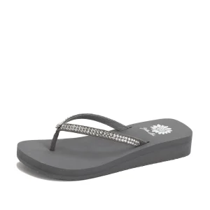 Women Yellow Box Flip Flops>Jello Rhinestone Sandal