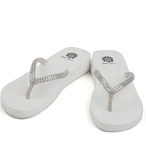 Women Yellow Box Flip Flops>Jello Rhinestone Sandal