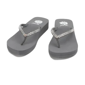 Women Yellow Box Flip Flops>Jello Rhinestone Sandal