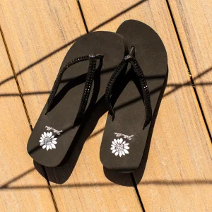 Women Yellow Box Flip Flops>Jello Rhinestone Sandal