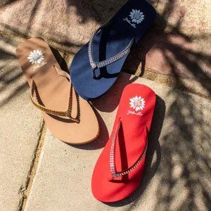 Women Yellow Box Flip Flops>Jello Rhinestone Sandal