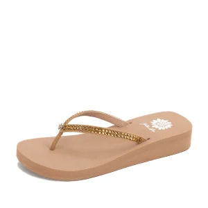 Women Yellow Box Flip Flops>Jello Rhinestone Sandal