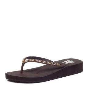 Women Yellow Box Flip Flops>Jello Rhinestone Sandal