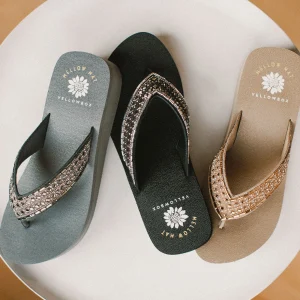 Women Yellow Box Flip Flops>Leanah