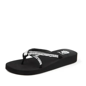 Women Yellow Box Flip Flops>Stormy Rhinestone Sandal